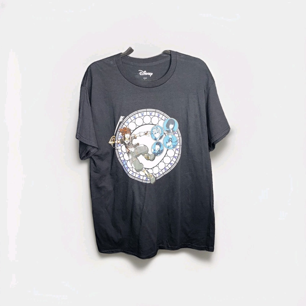 Disney Kingdom Hearts T-Shirt Black Size‎ Large Round Purple Graphic Print Game